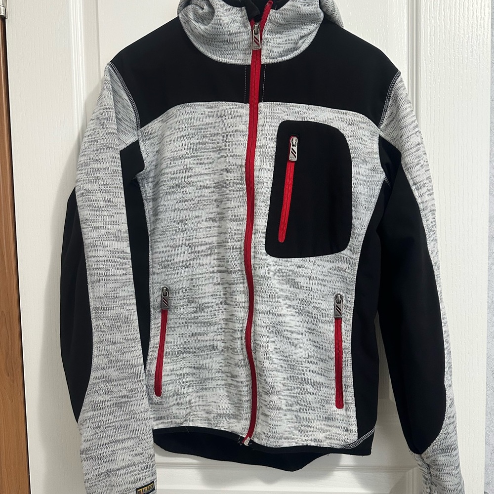 Blaklader Gray and Black Zip-Up Jacket with Red Accents